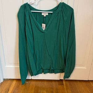 LOFT Teal V-Neck Blouse